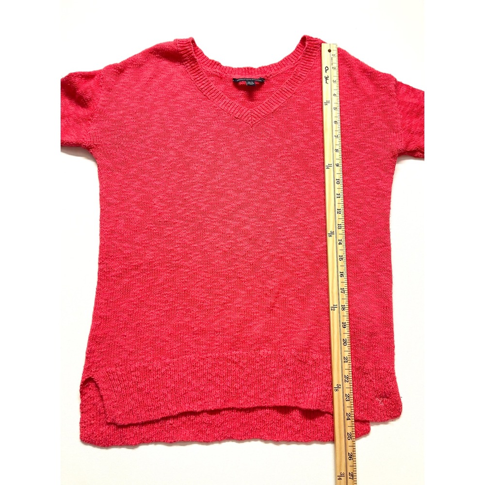 American Eagle Outfitters Womens XS Pink V-Neck Knit Sweater High Low AEO 0303 - Picture 6 of 9